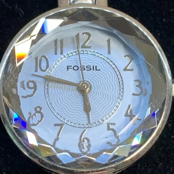 Fossil Watch silver with Beveled Crystal blue face